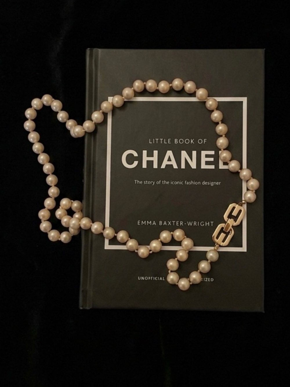 #273 Vintage Givenchy Faux Pearl Necklace with Gold-tone Logo Clasp